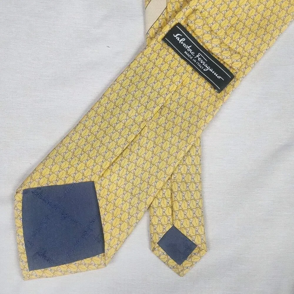 Salvatore Ferragamo Silk Print Yellow Tie